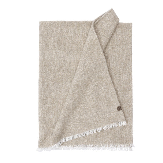 Wohndecke Beige mit Fransen