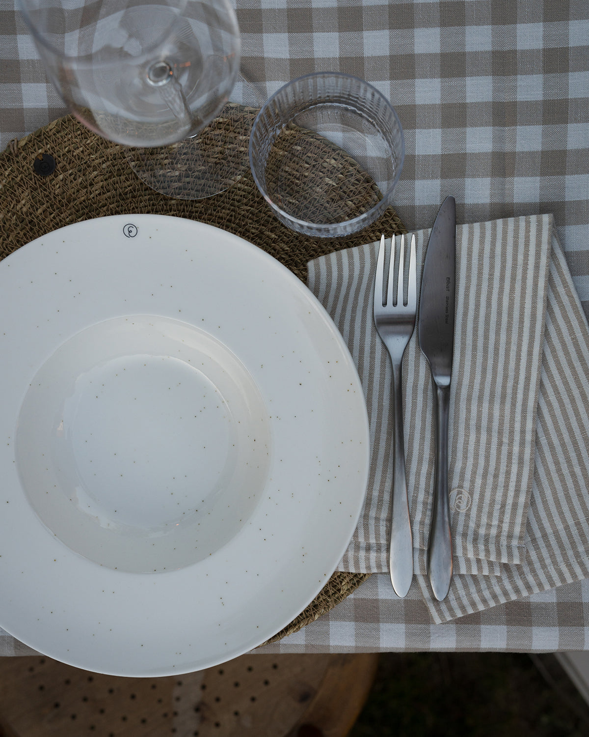 Stoffservietten beige/weiß gestreift