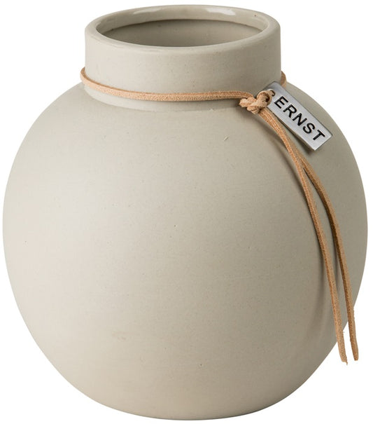 ERNST Vase Steingut natur rund