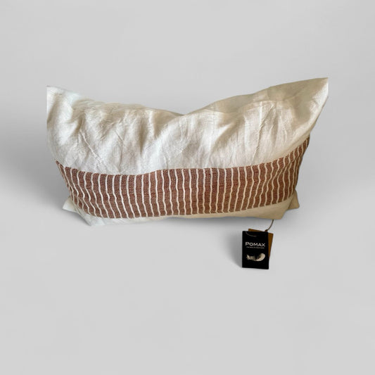Pomax Leinenkissen 50x30 creme-nougat gestreift