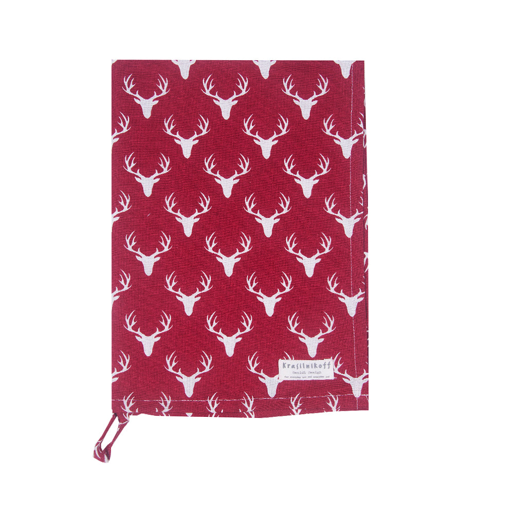 Geschirrtuch Rot mit Hirschen