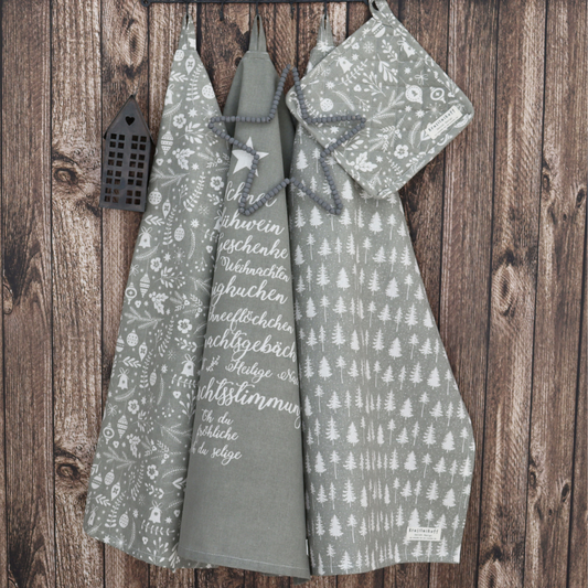 Geschirrtuch Christmas Words grau